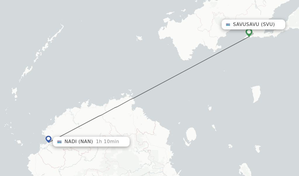 Flights from Savusavu to Nadi route map