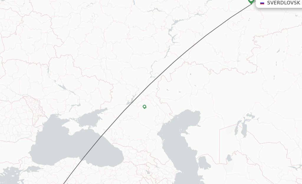 Flights from Sverdlovsk to Antalya route map