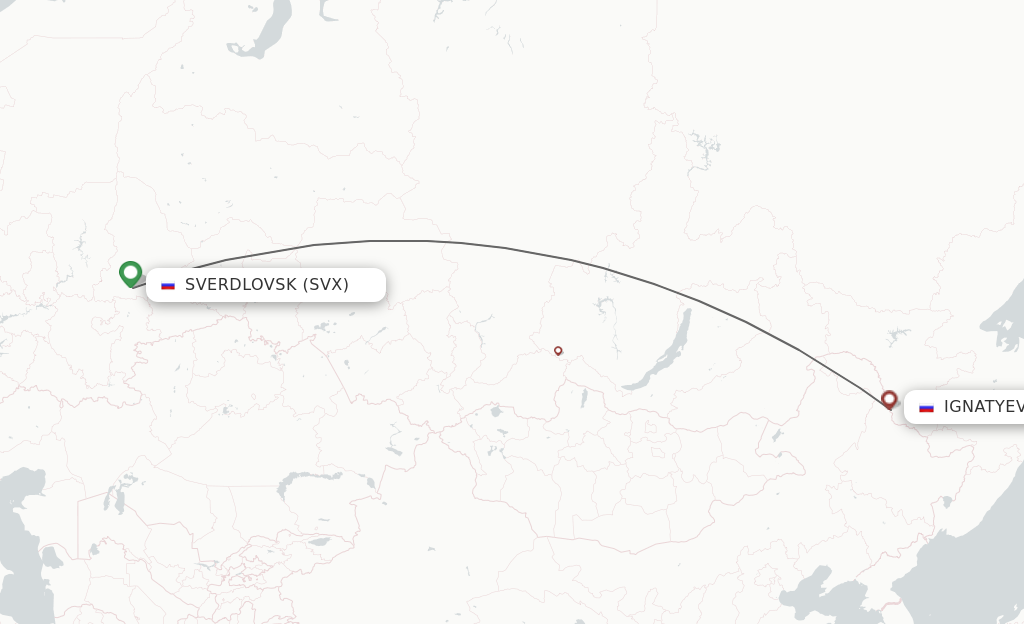 Flights from Sverdlovsk to Ignatyevo route map