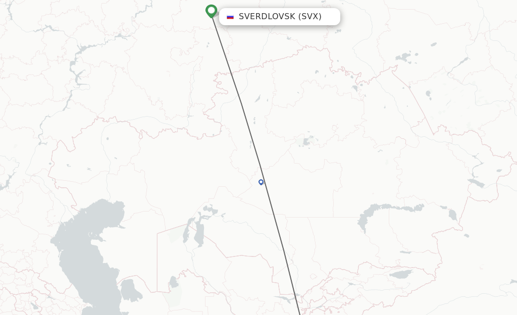 Flights from Sverdlovsk to Dushanbe route map