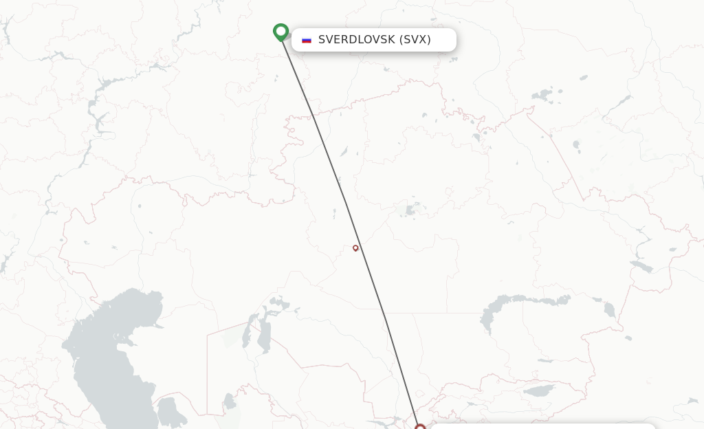 Flights from Sverdlovsk to Khudzhand route map