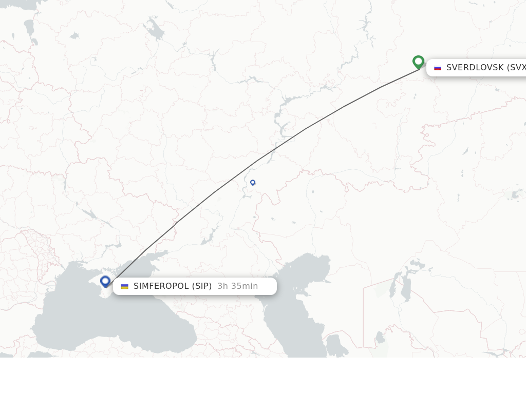 Flights from Sverdlovsk to Simferopol route map
