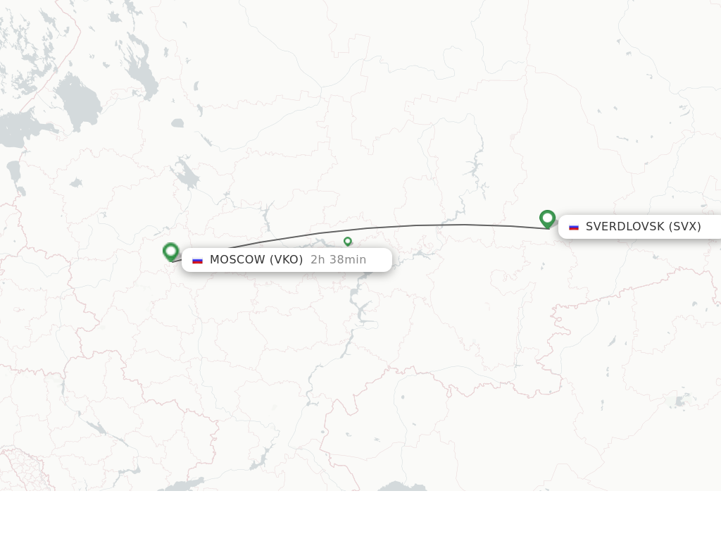 Flights from Sverdlovsk to Moscow route map