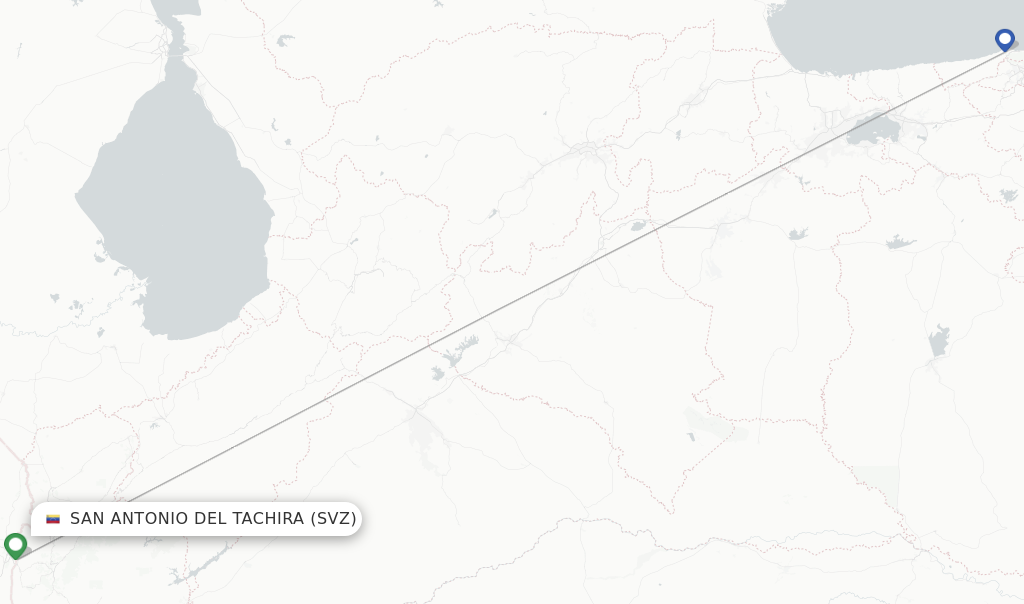 Flights from San Antonio del Tachira to Valencia route map