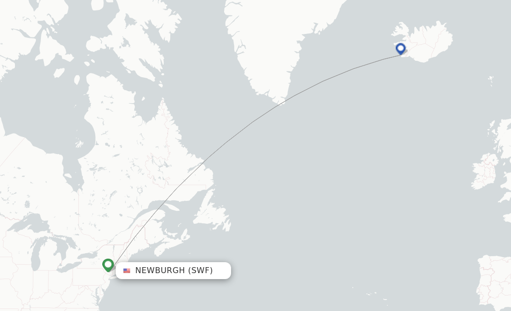 Route map with flights from Newburgh with Star Air