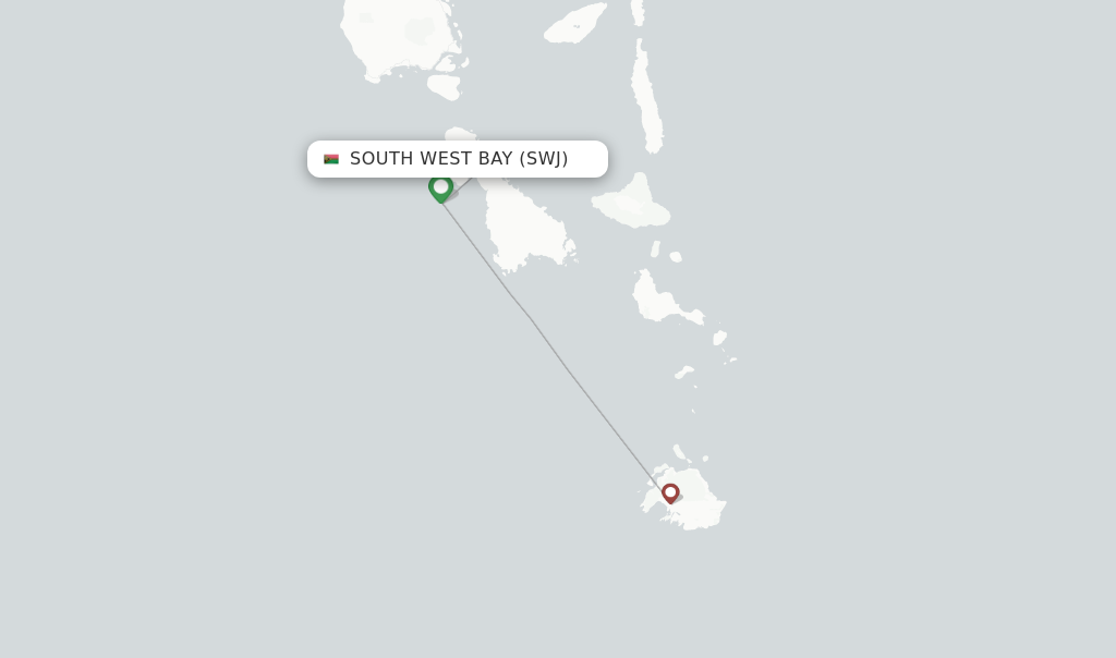 Route map with flights from South West Bay with Air Vanuatu