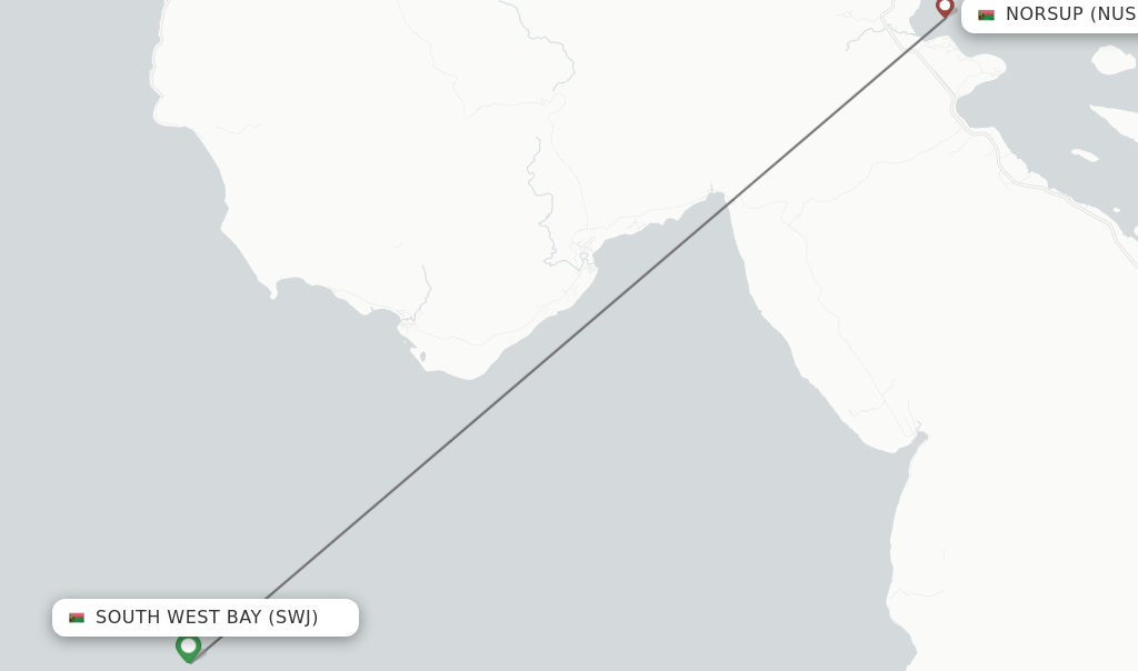 Flights from South West Bay to Norsup route map