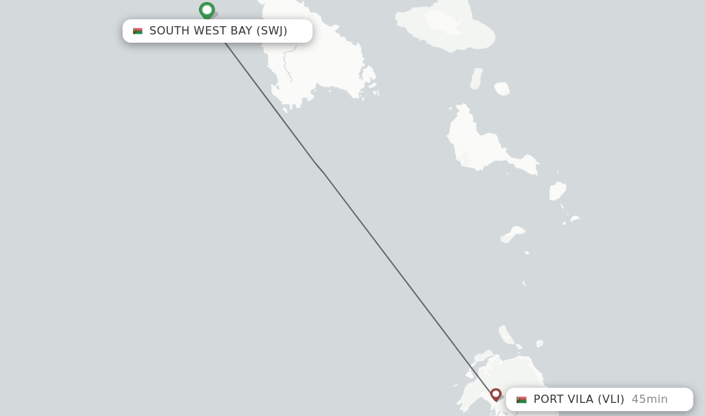 Flights from South West Bay to Port Vila route map