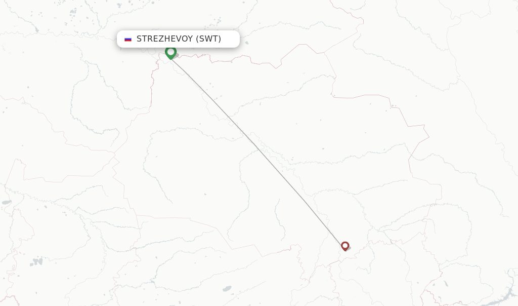 Route map with flights from Strezhevoy with KrasAvia