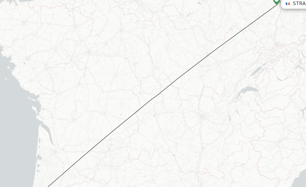 Flights from Strasbourg to Biarritz route map