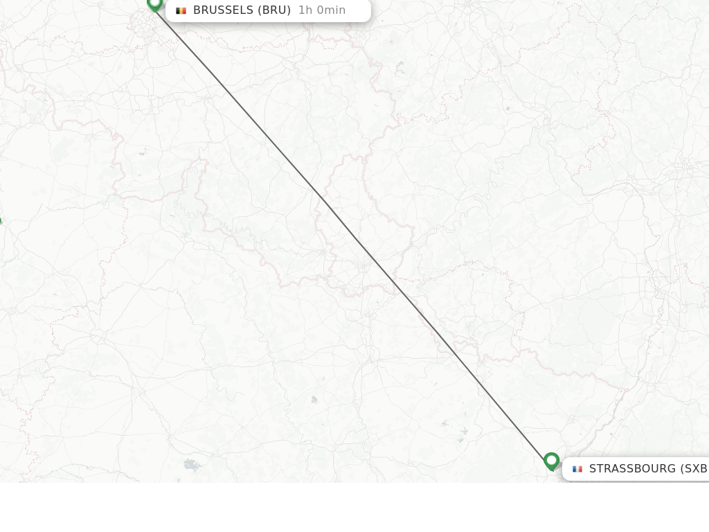 Flights from Strasbourg to Brussels route map