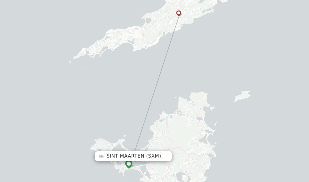 Route map with flights from Sint Maarten with Anguilla Air Services