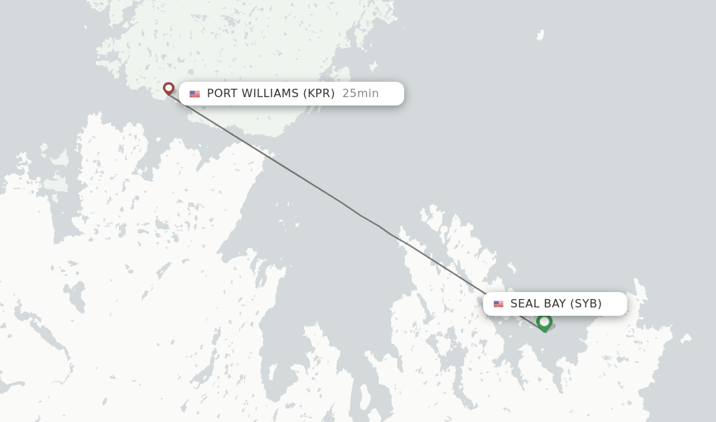 Flights from Seal Bay to Port Williams route map