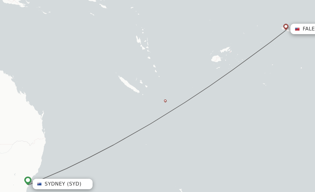 Flights from Sydney to Apia route map