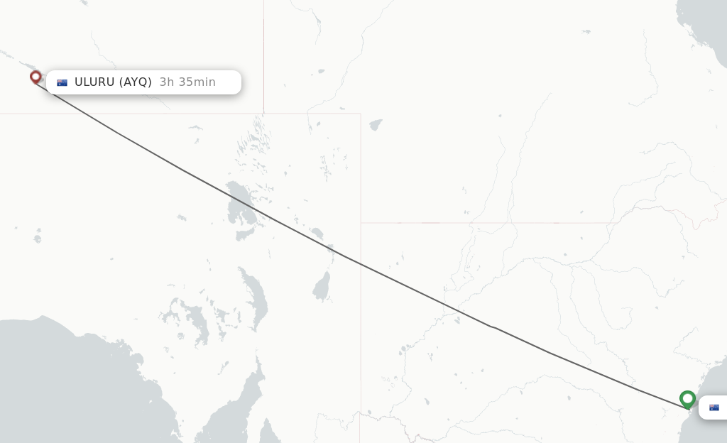 Flights from Sydney to Ayers Rock route map