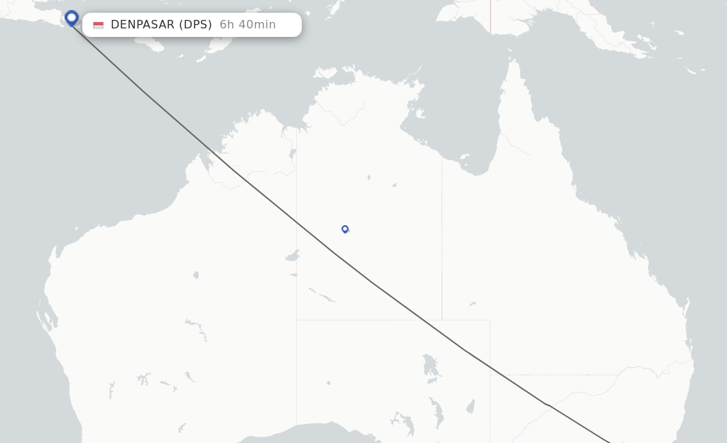 Flights from Sydney to Denpasar route map