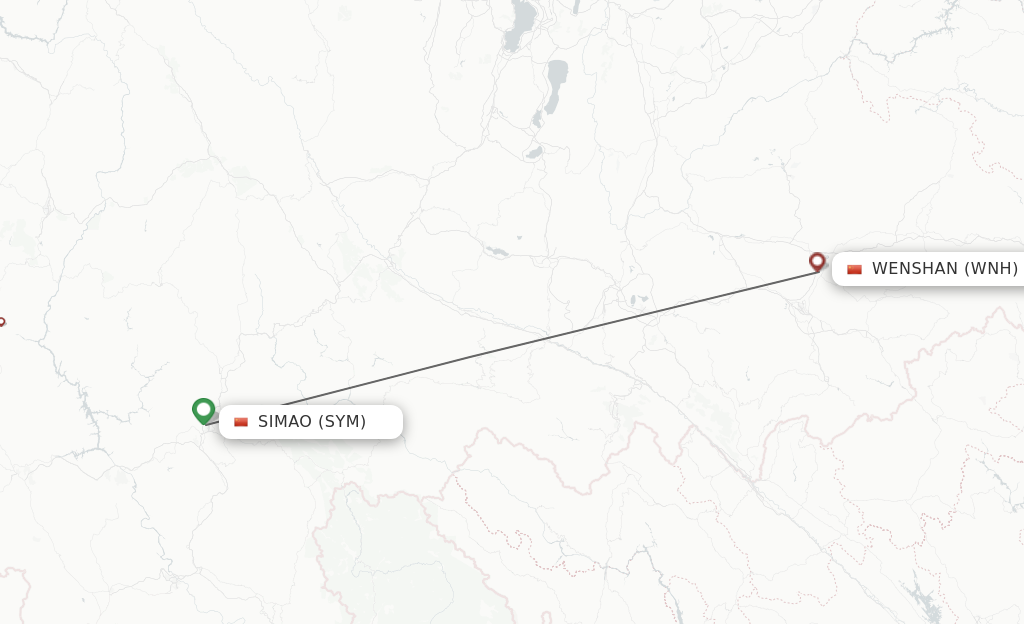 Flights from Pu'er to Wenshan route map