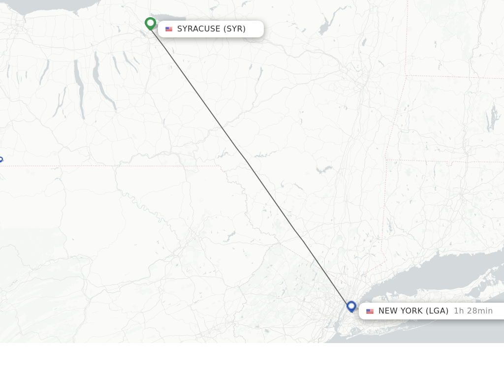 Flights from Syracuse to New York route map