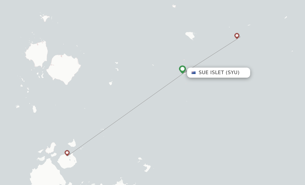 Route map with flights from Sue Island with Skytrans Airlines