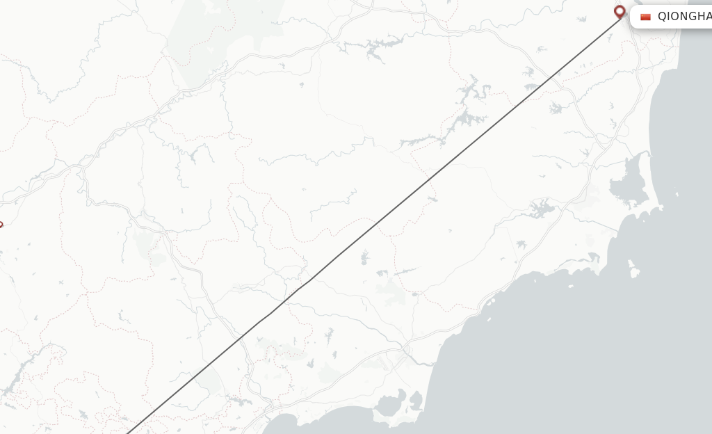 Flights from Qionghai to Sanya route map