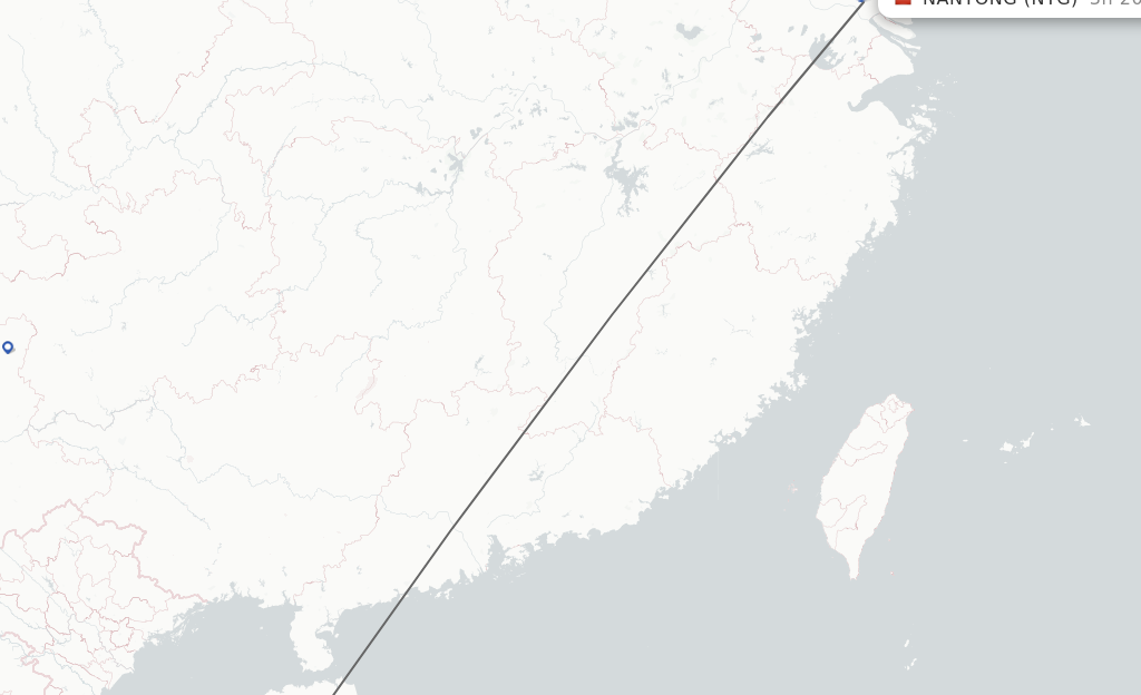 Flights from Sanya to Nantong route map