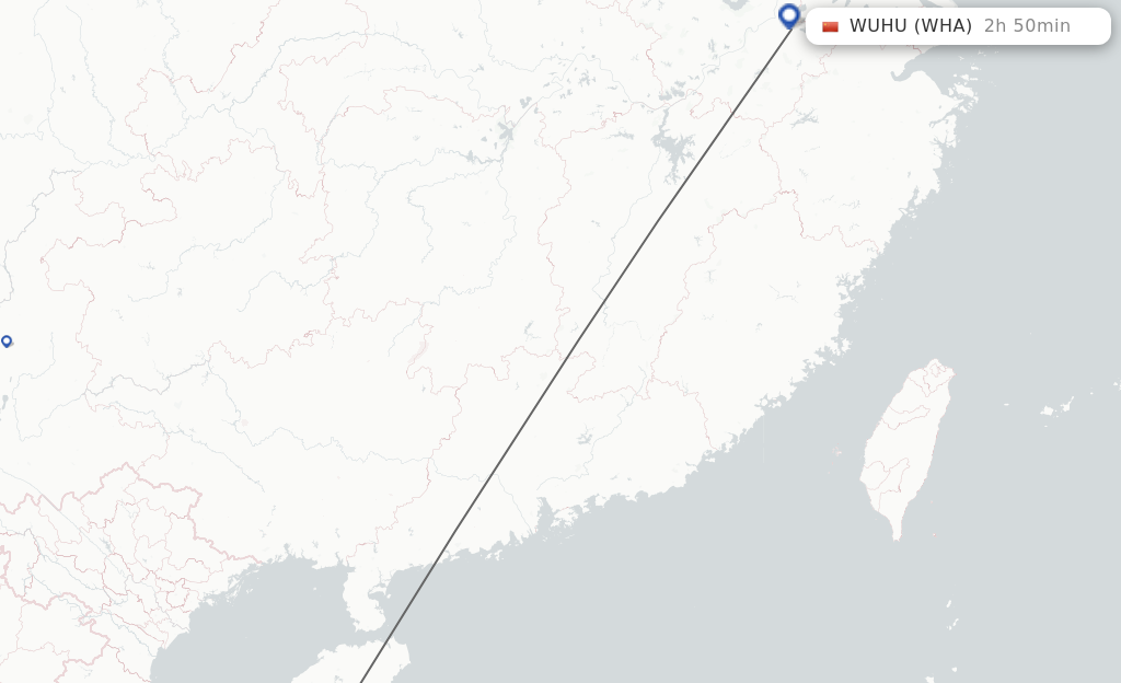 Flights from Sanya to Wuhu route map