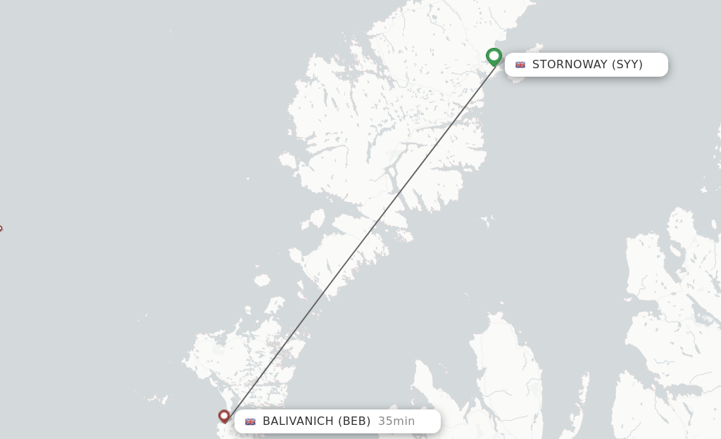 Flights from Stornoway, Outer Stat Hebrides to Benbecula route map
