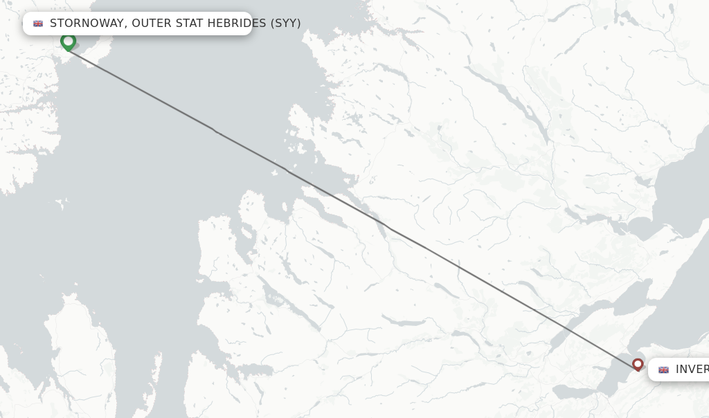 Flights from Stornoway, Outer Stat Hebrides to Inverness route map