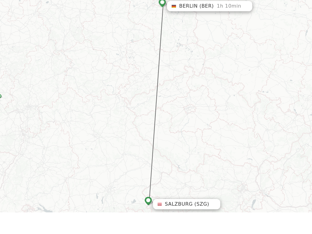 Flights from Salzburg to Berlin route map