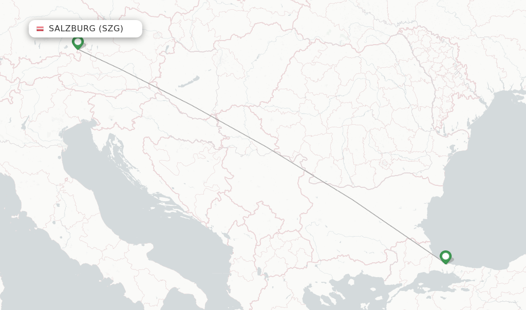 Route map with flights from Salzburg with Turkish Airlines