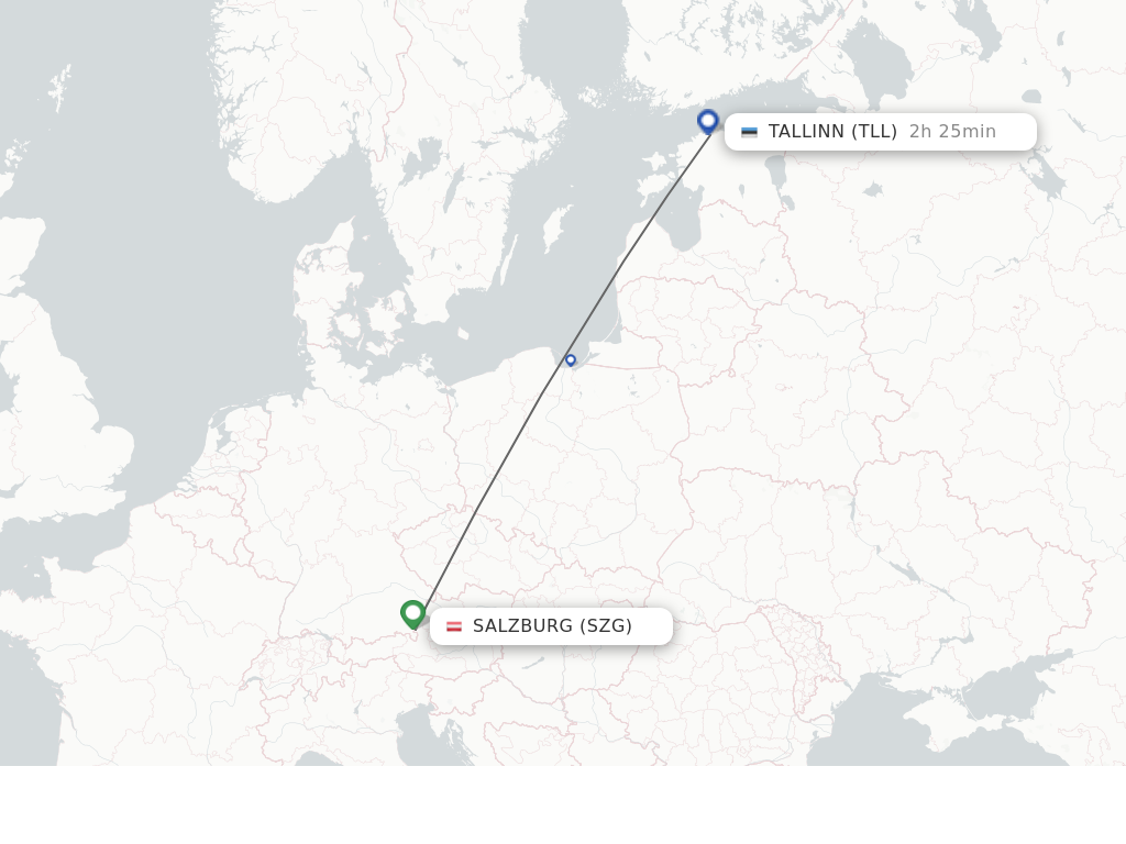 Flights from Salzburg to Tallinn route map