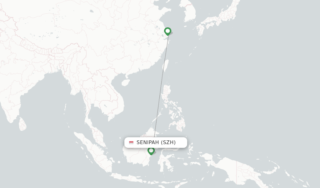 Route map with flights from Shuozhou with Juneyao Airlines
