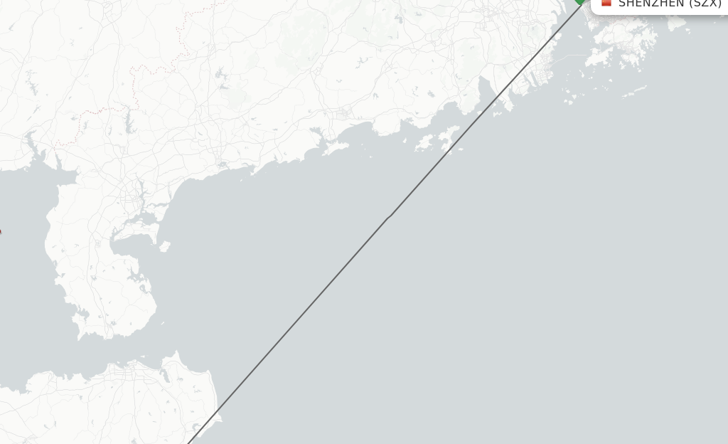 Flights from Shenzhen to Qionghai route map