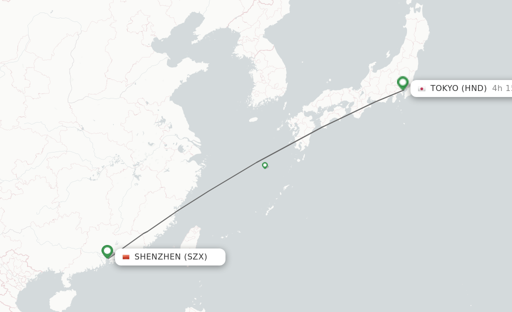 Direct (non-stop) flights from Shenzhen to Tokyo - schedules