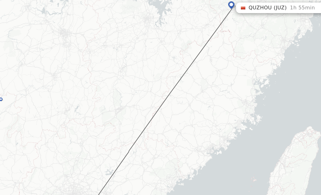Flights from Shenzhen to Quzhou, Zhejiang Province route map