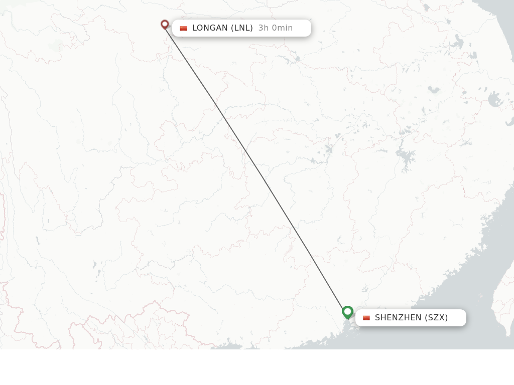 Flights from Shenzhen to Longan route map