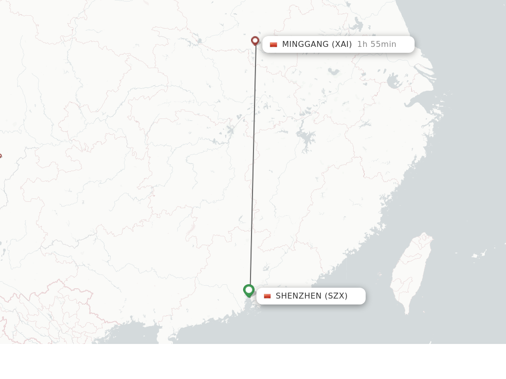 Flights from Shenzhen to Xinyang route map