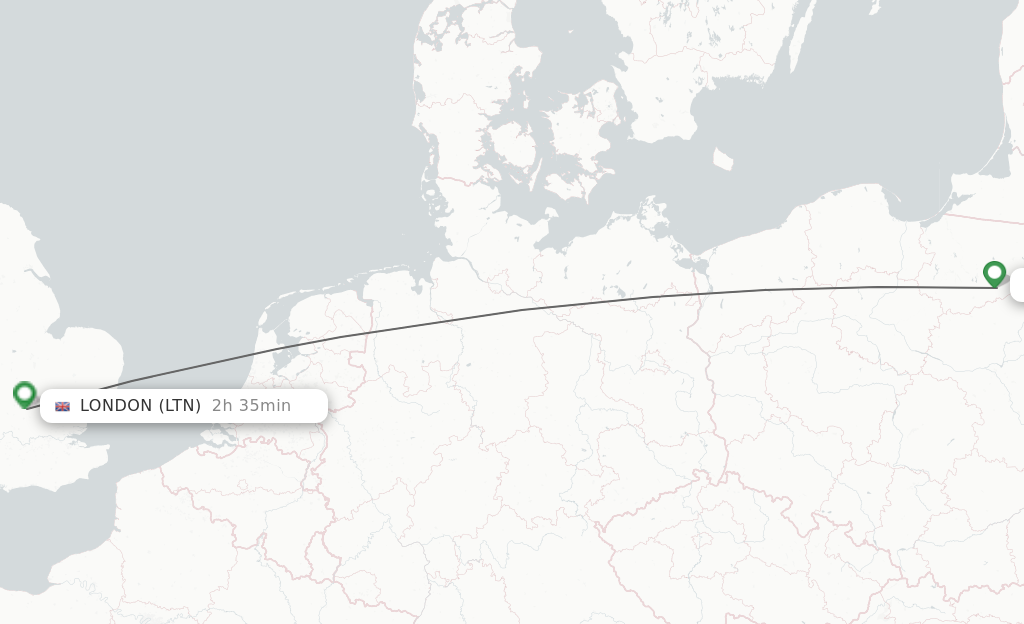 Flights from Szymany to London route map
