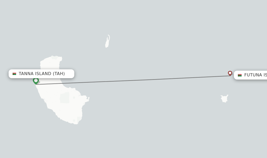 Flights from Tanna Island to Futuna Island route map
