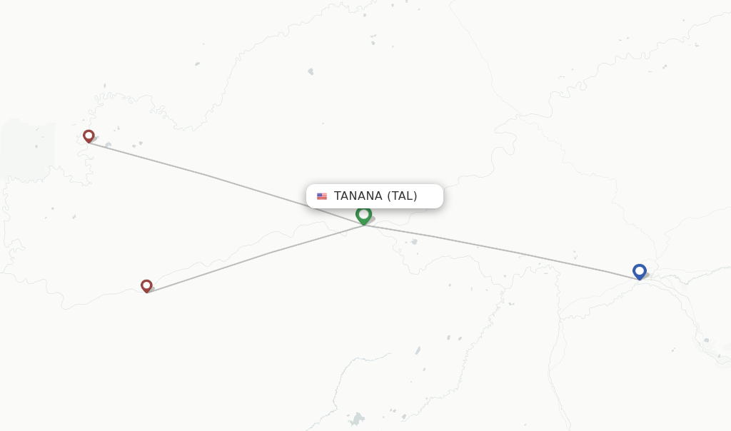 Route map with flights from Tanana with Astral Aviation