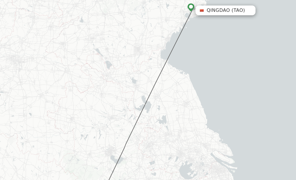 Flights from Qingdao to Anqing route map