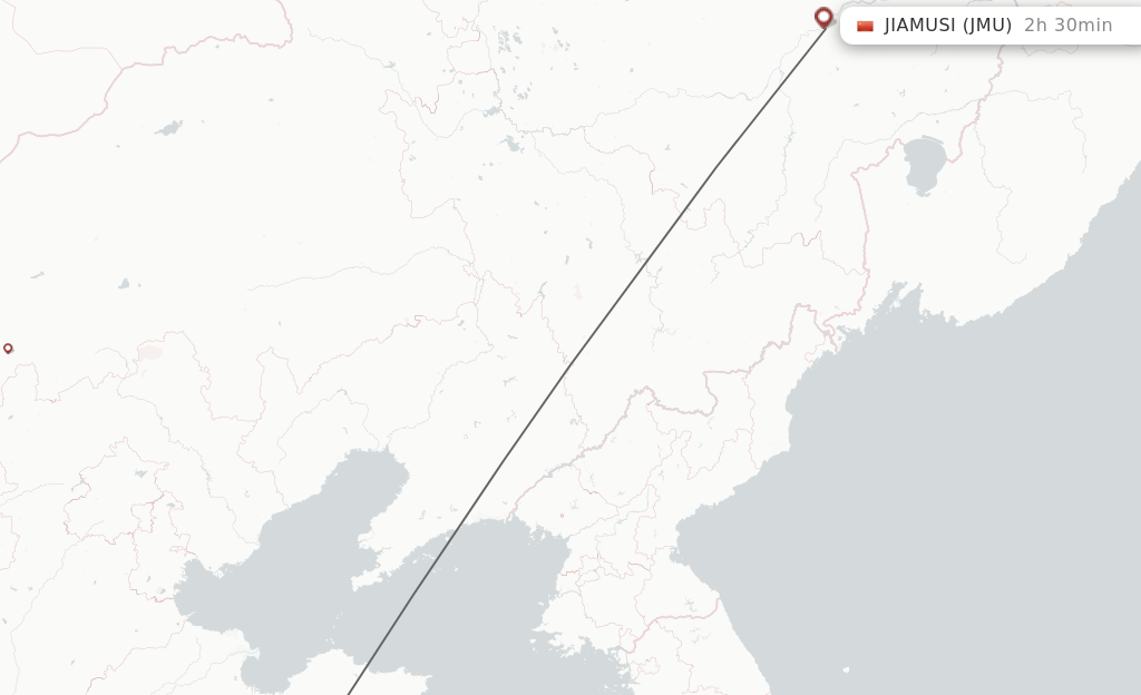 Flights from Qingdao to Jiamusi route map