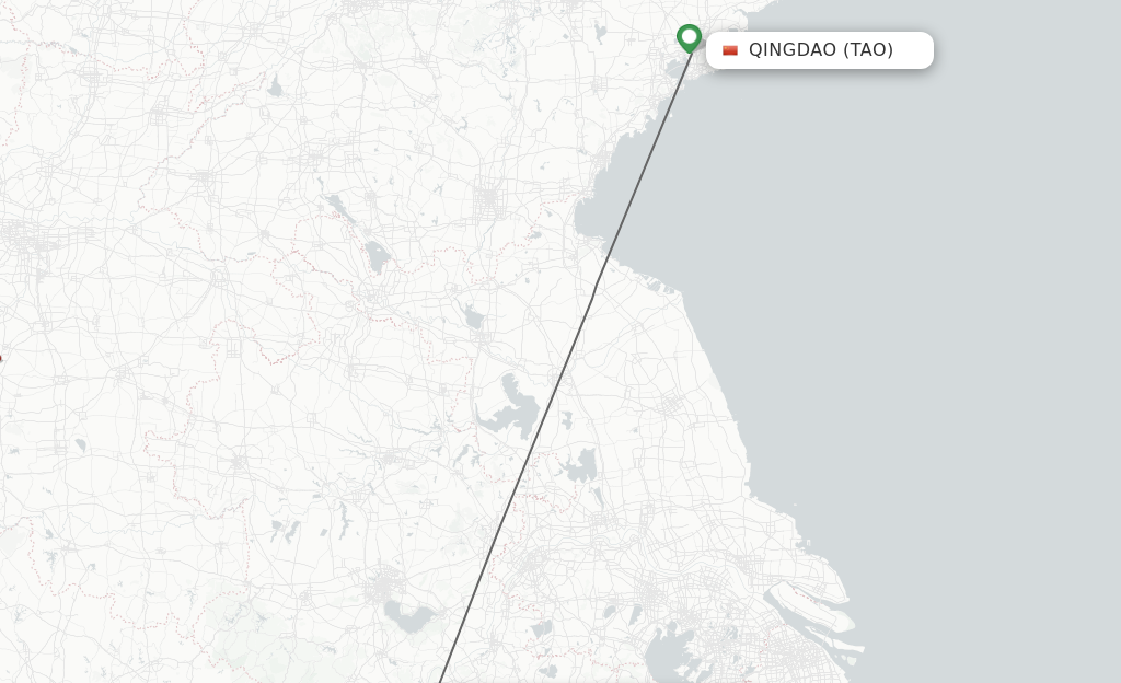 Flights from Qingdao to Chizhou route map