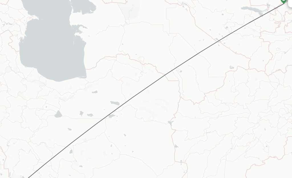 Flights from Tashkent to Kuwait route map