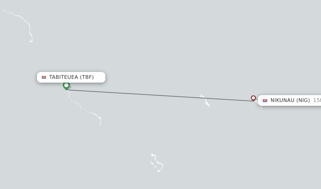 Flights from Tabiteuea to Nikunau route map