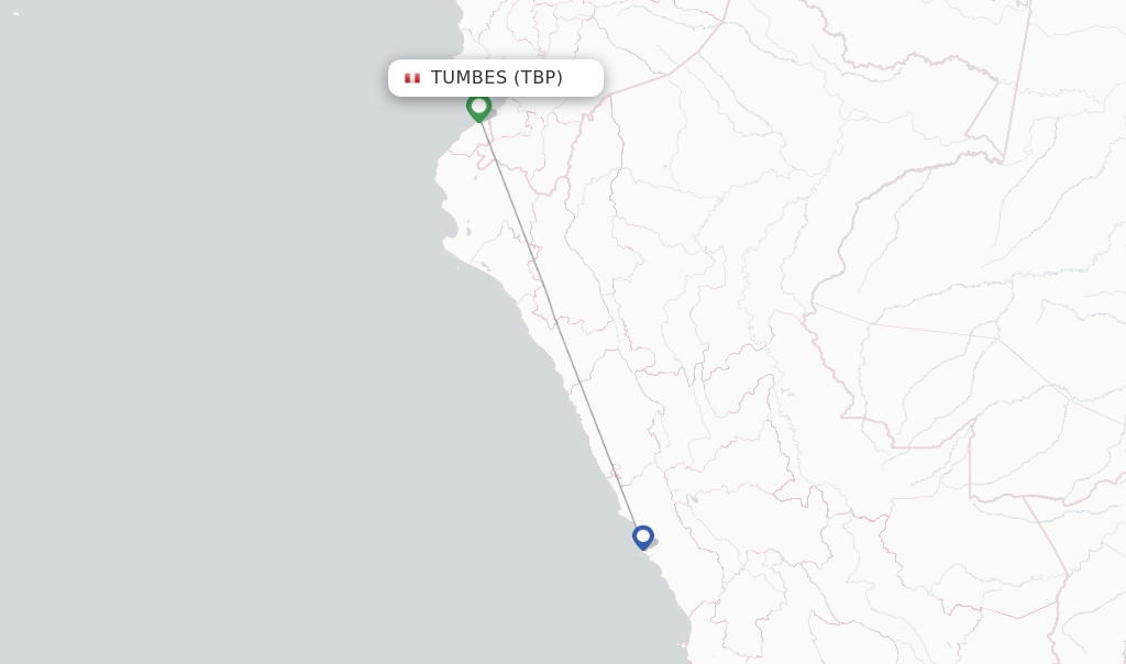 Route map with flights from Tumbes with LATAM