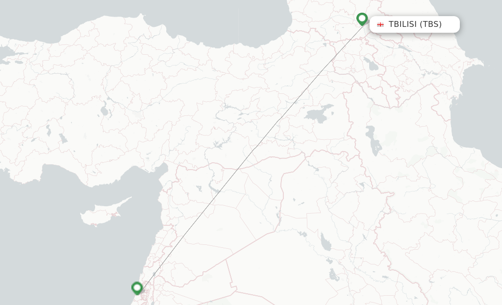 Route map with flights from Tbilisi with El Al