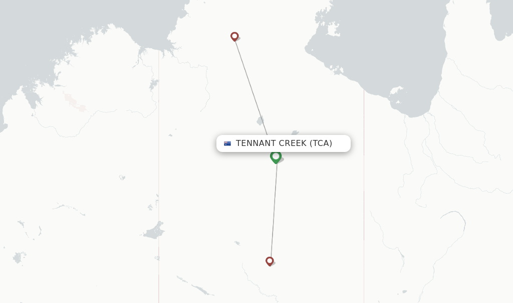 Route map with flights from Tennant Creek with Airnorth