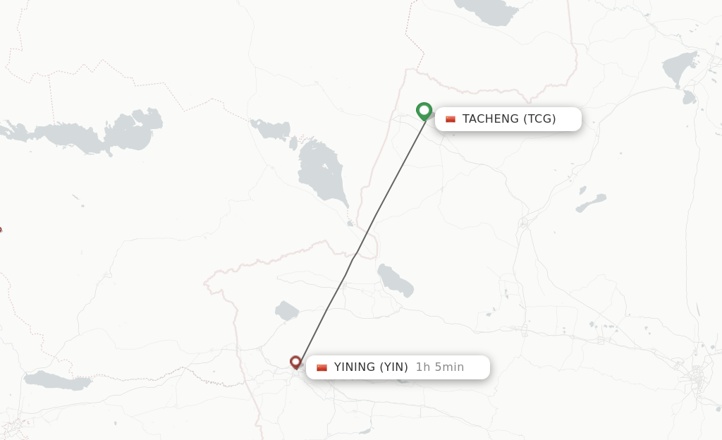 Flights from Tacheng to Yining route map