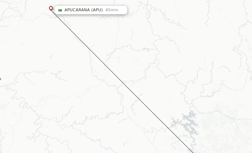 Flights from Telemaco Borba to Apucarana route map